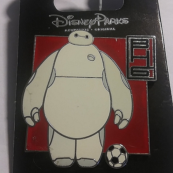 Big Hero Six Disney Official Trading Pin NWT White Silver Red Soccer Ball - Picture 2 of 5